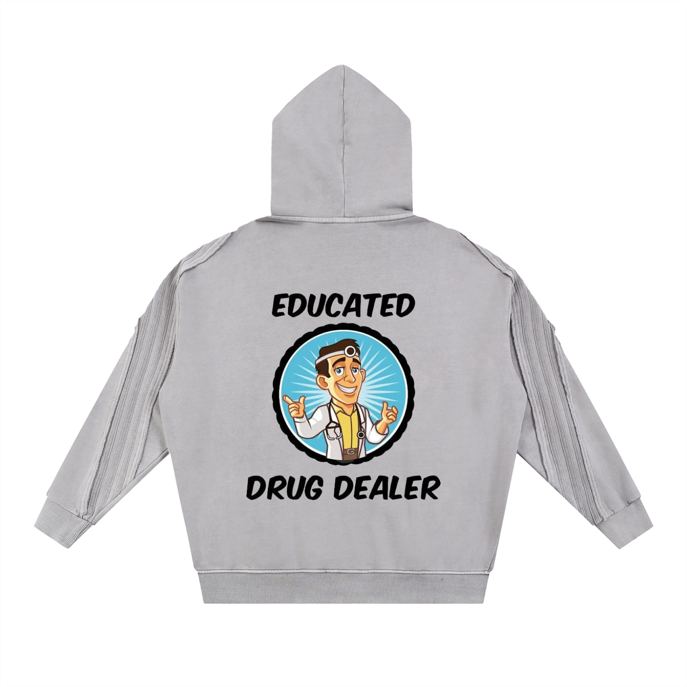 Snow Washed Tape Raw Edge Zip Hoodie