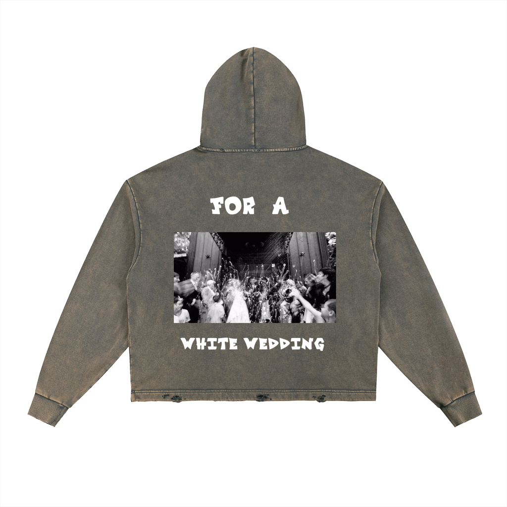 Vintage Washed Frayed-Hem Hoodie