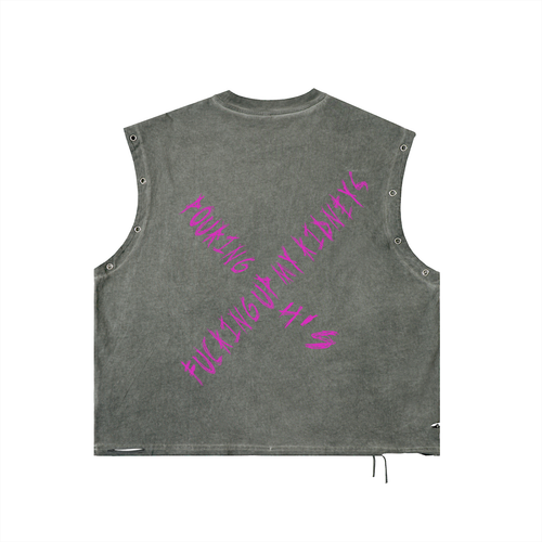 Distressed Grommet Eyelet Tank Top