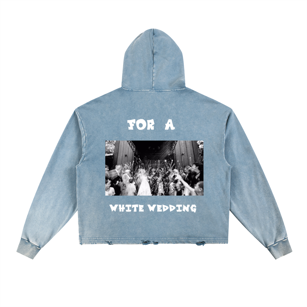 Vintage Washed Frayed-Hem Hoodie