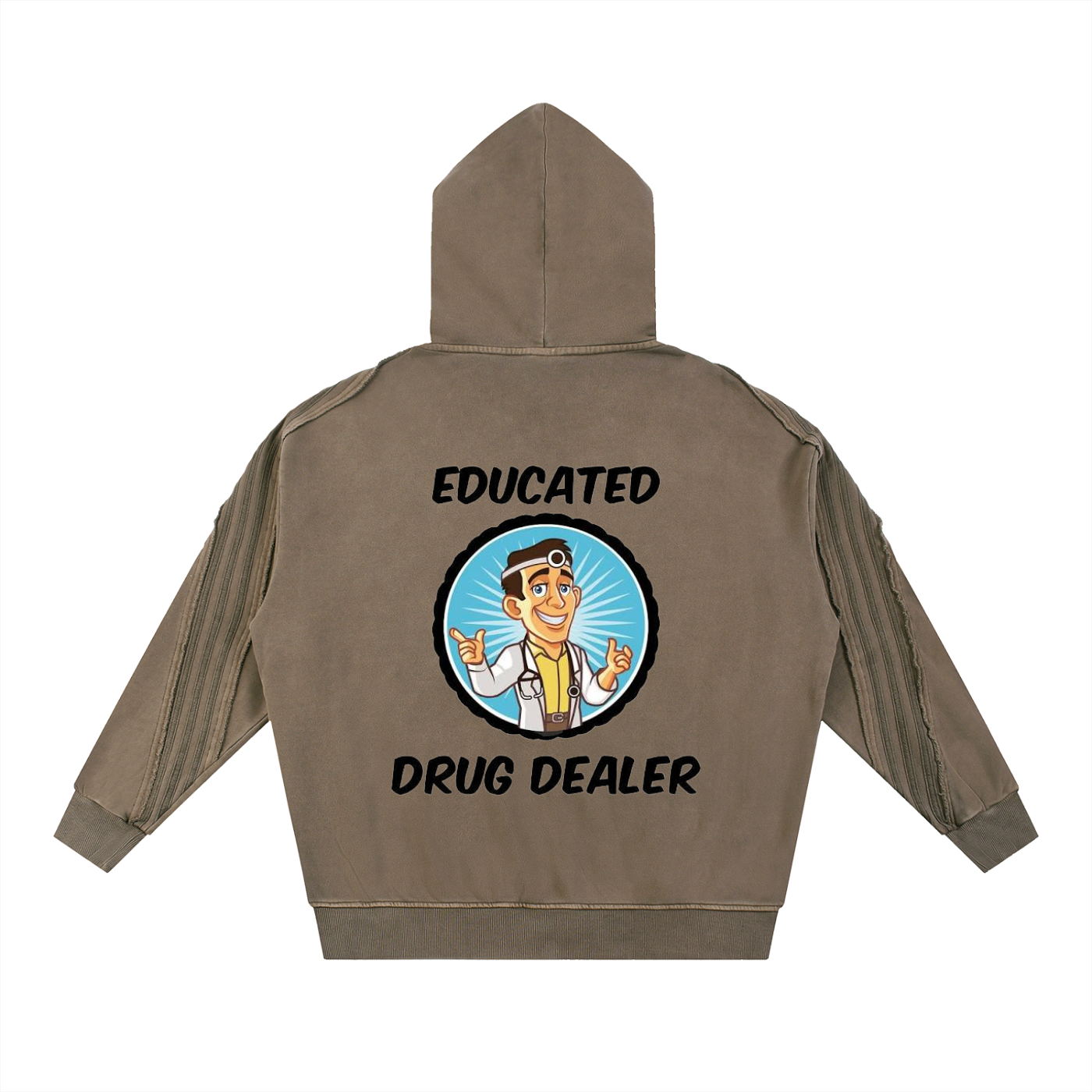 Snow Washed Tape Raw Edge Zip Hoodie