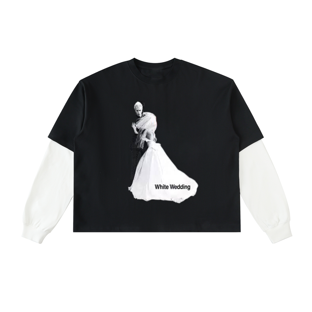Layered Contrast Sleeve Cotton T-Shirt