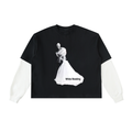 Layered Contrast Sleeve Cotton T-Shirt