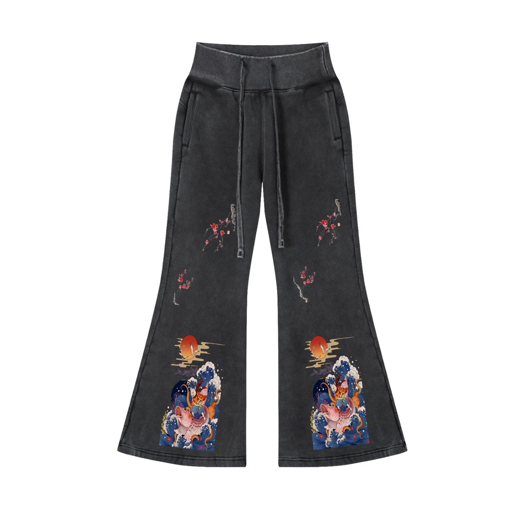 Vintage Washed Flared Fleece Pants