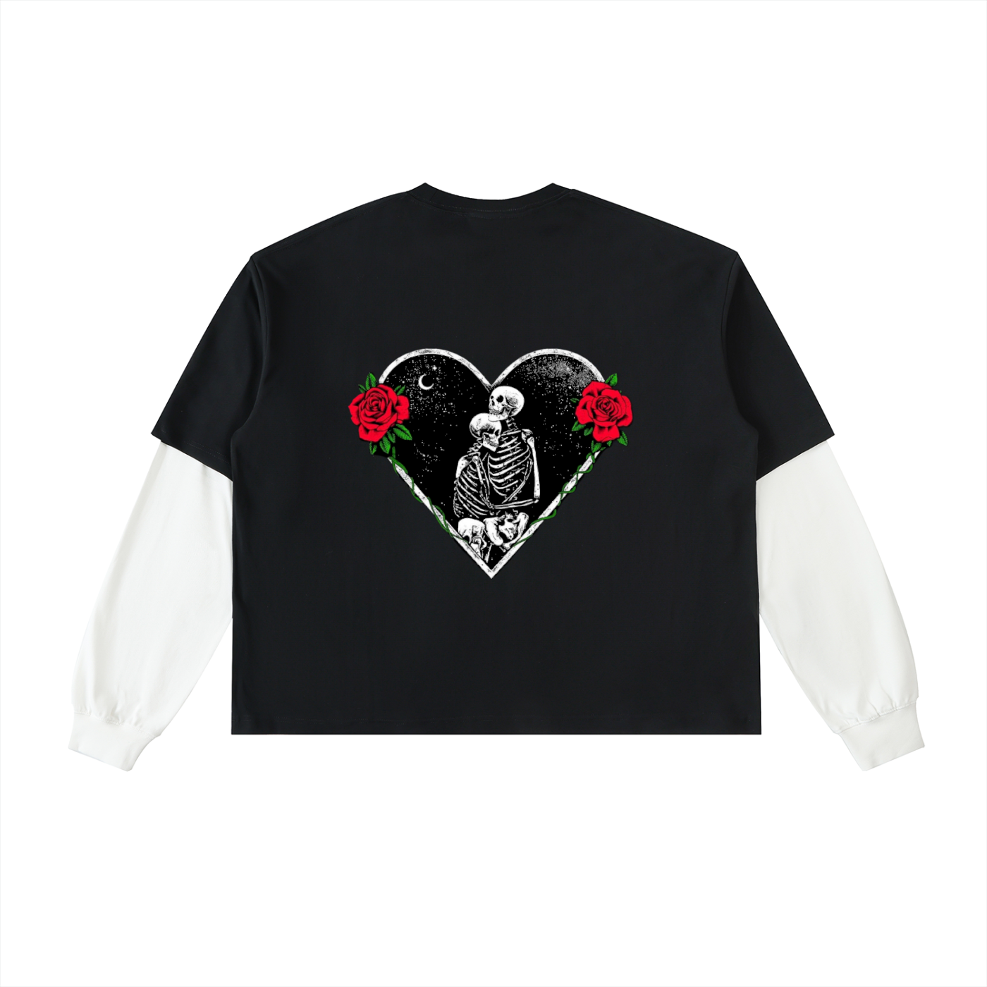 Layered Contrast Sleeve Cotton T-Shirt
