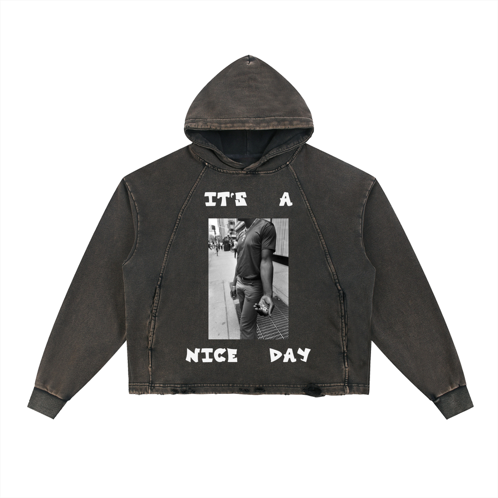 Vintage Washed Frayed-Hem Hoodie