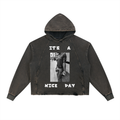 Vintage Washed Frayed-Hem Hoodie