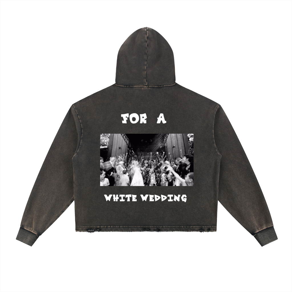 Vintage Washed Frayed-Hem Hoodie