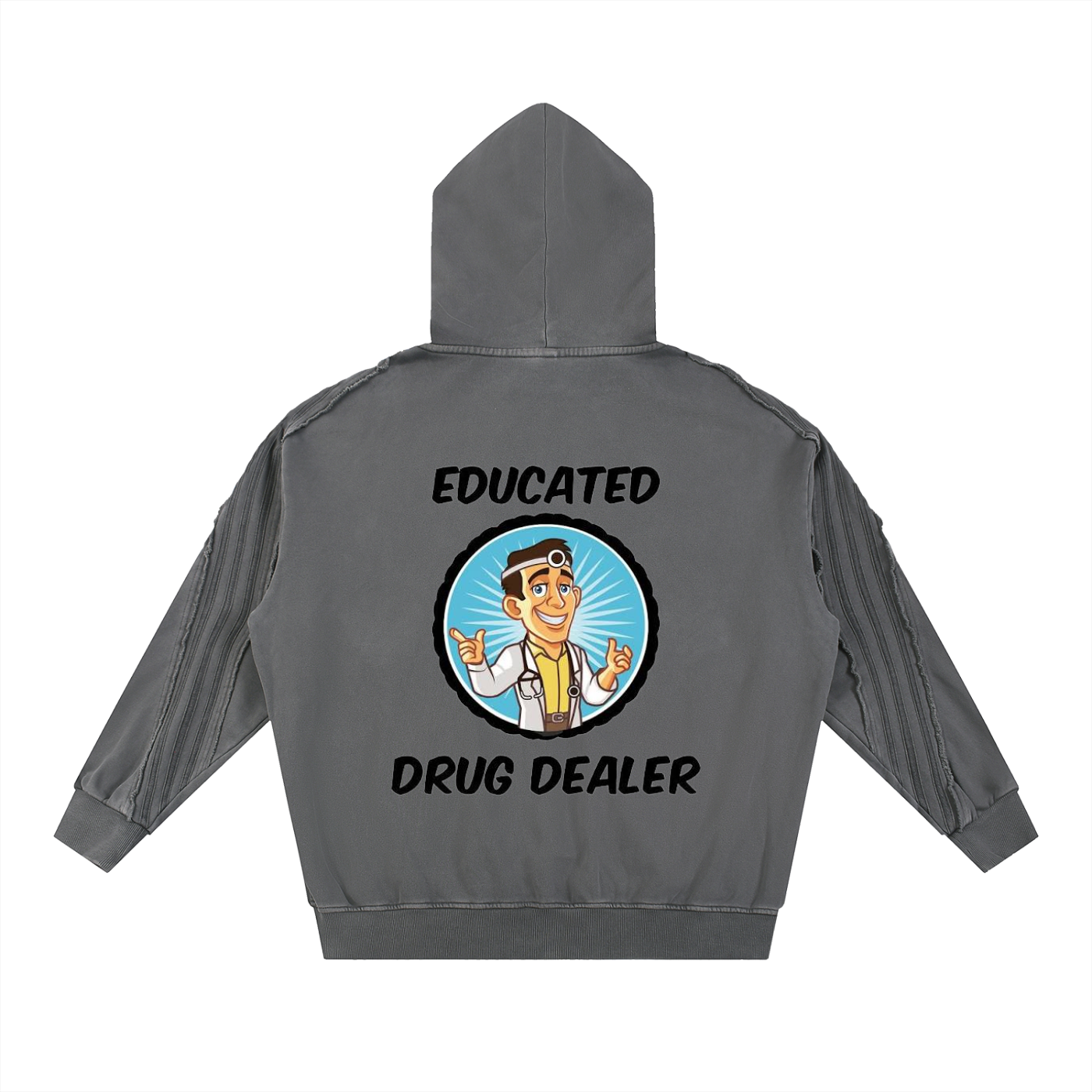 Snow Washed Tape Raw Edge Zip Hoodie