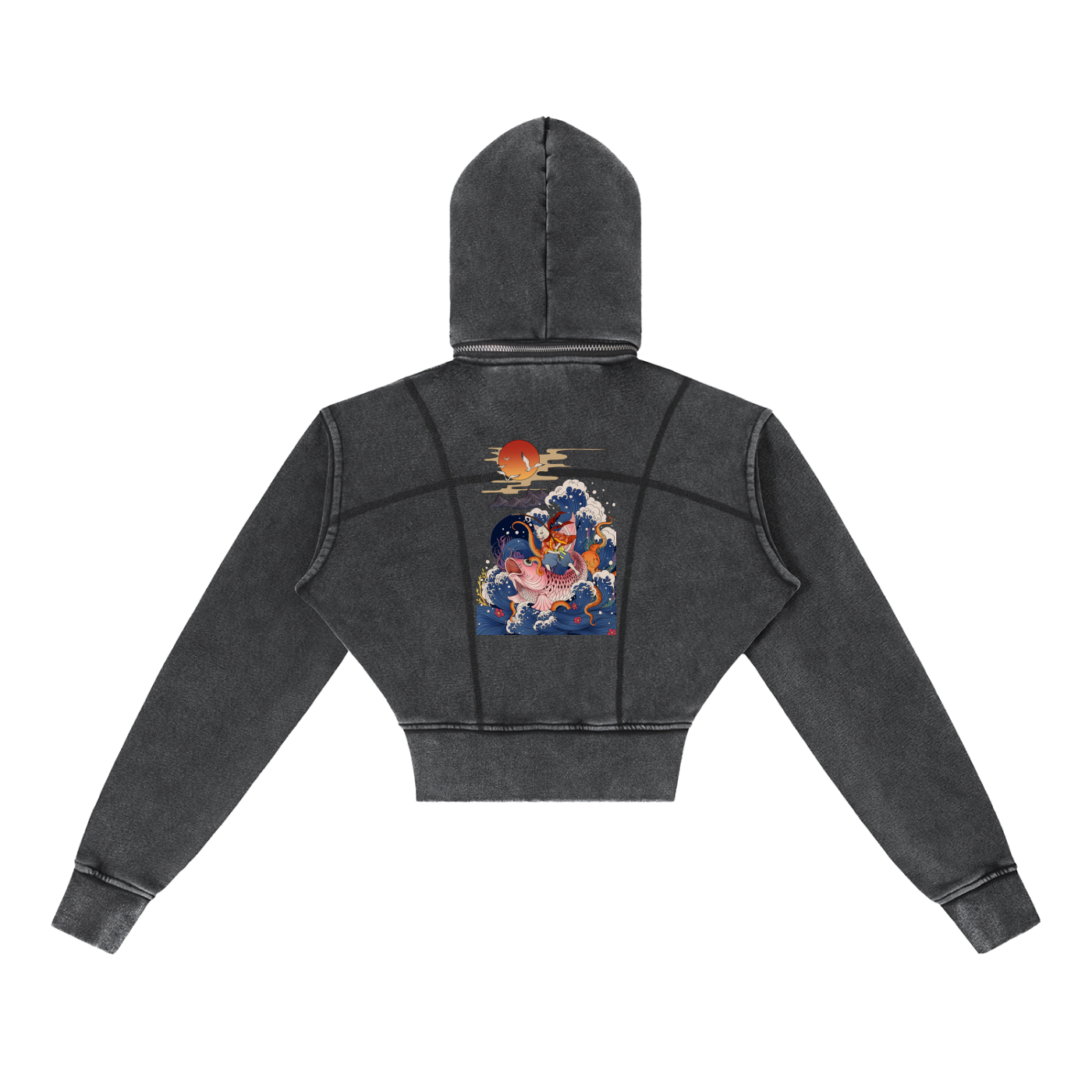 Vintage Washed Cropped Fleece Hoodie