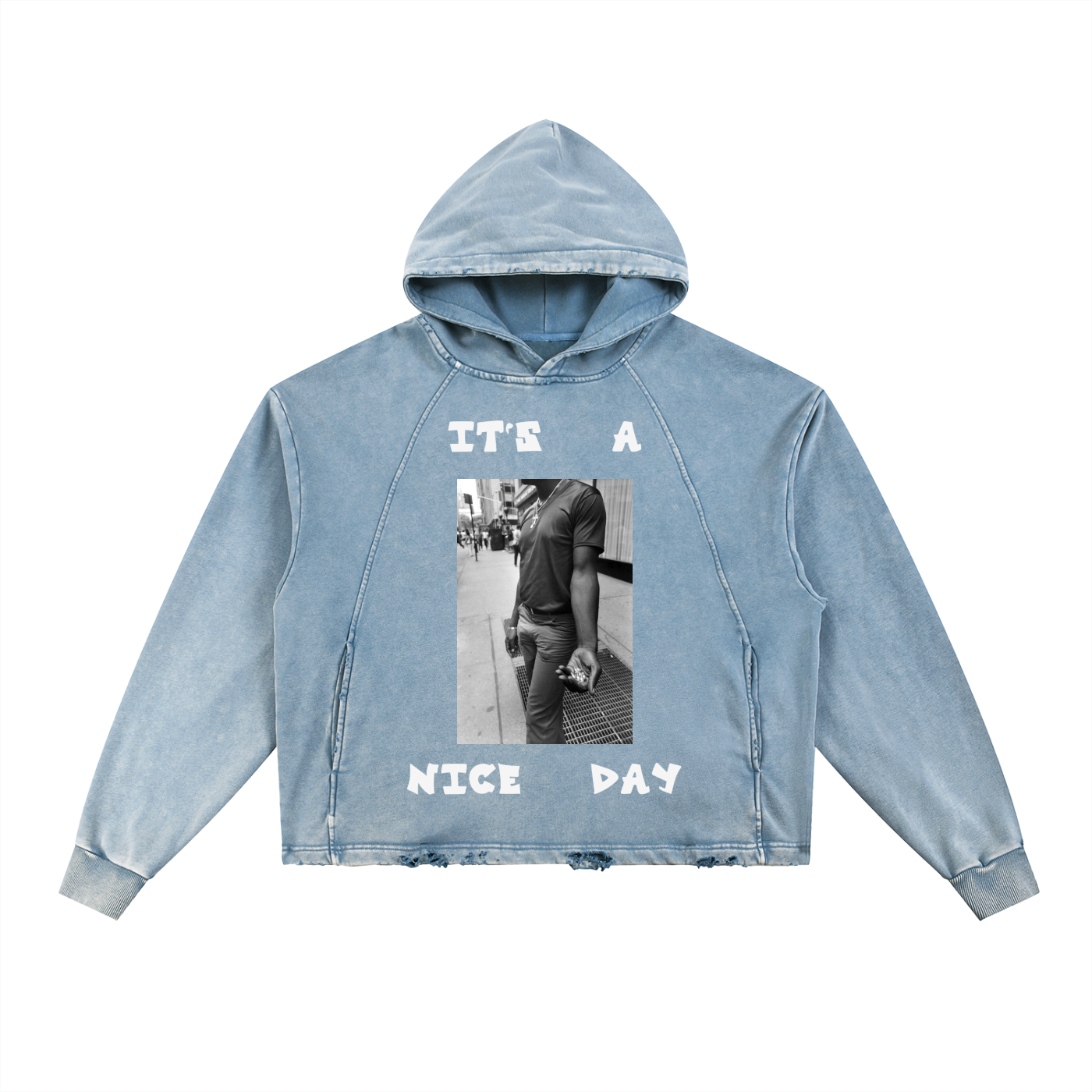 Vintage Washed Frayed-Hem Hoodie