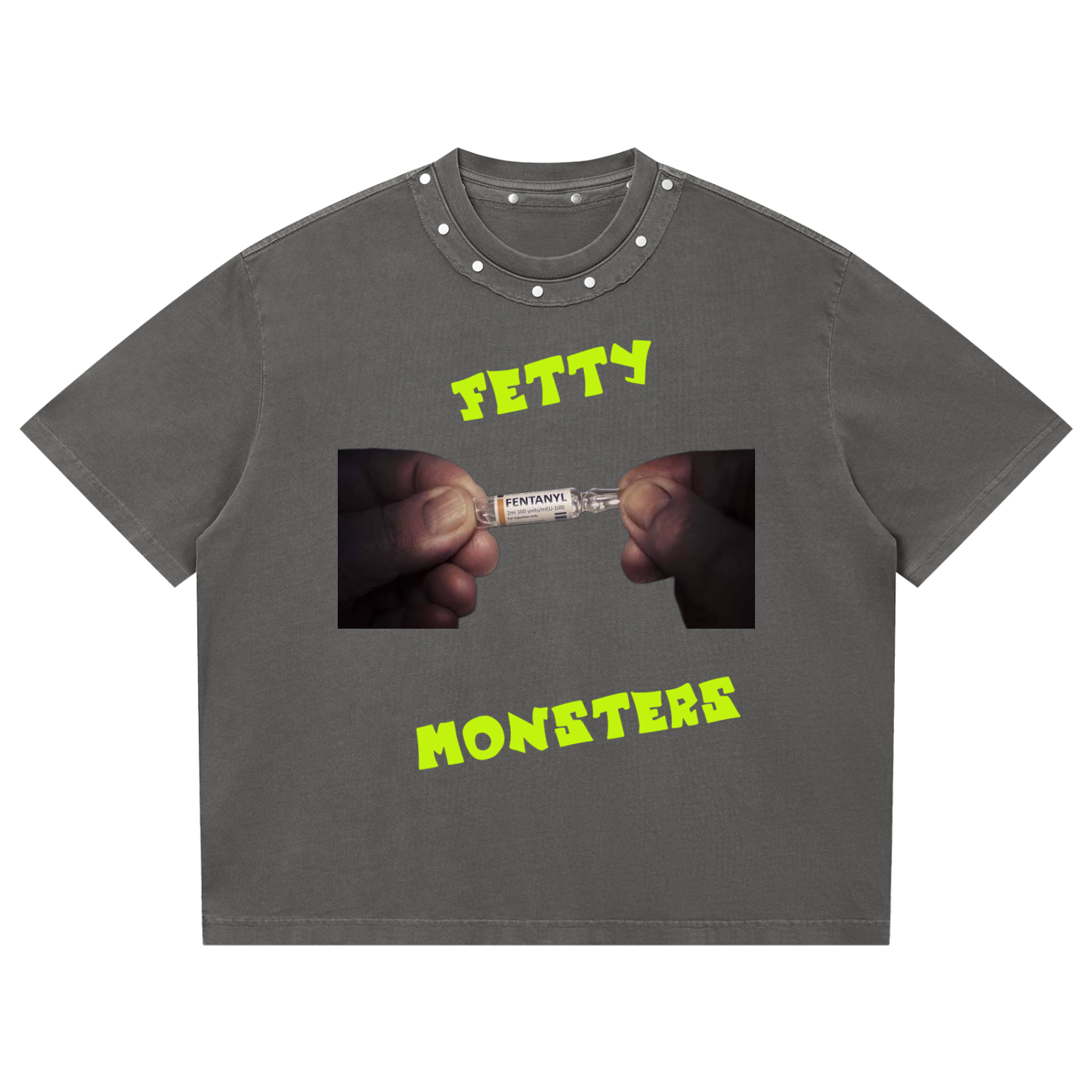 Unisex Washed Boxy Studded T-Shirt