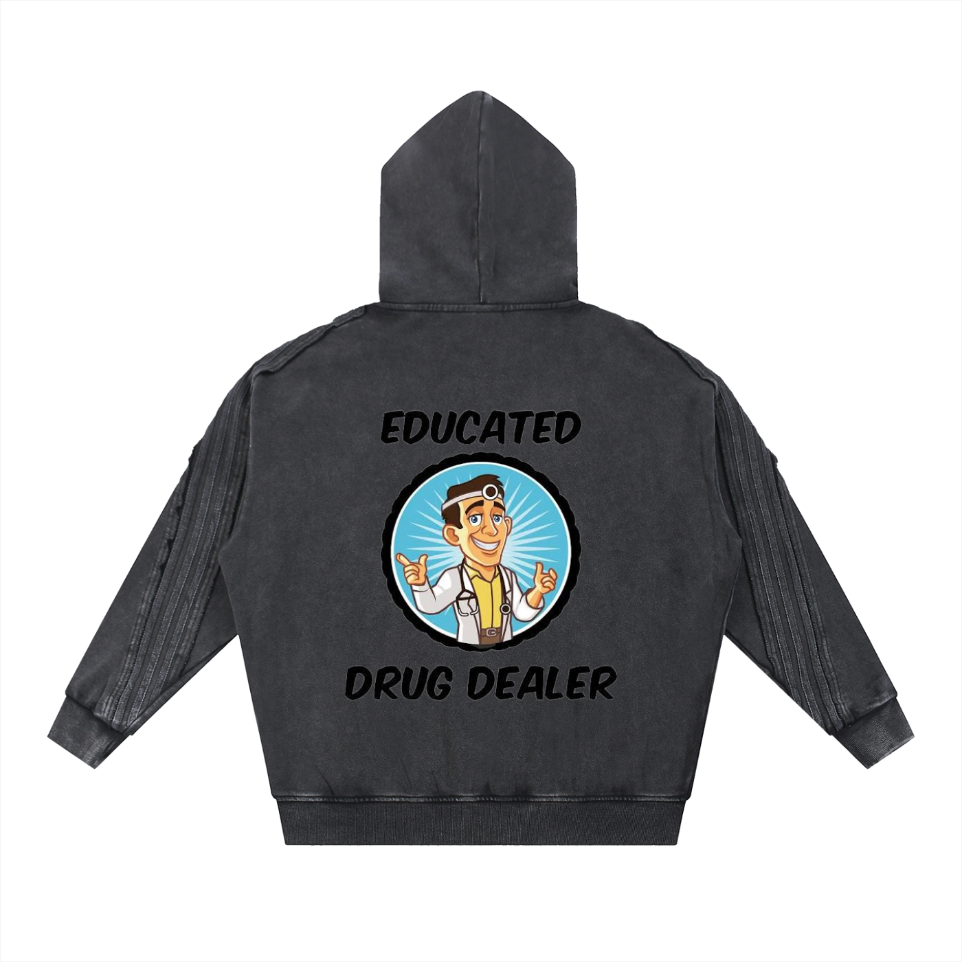 Snow Washed Tape Raw Edge Zip Hoodie