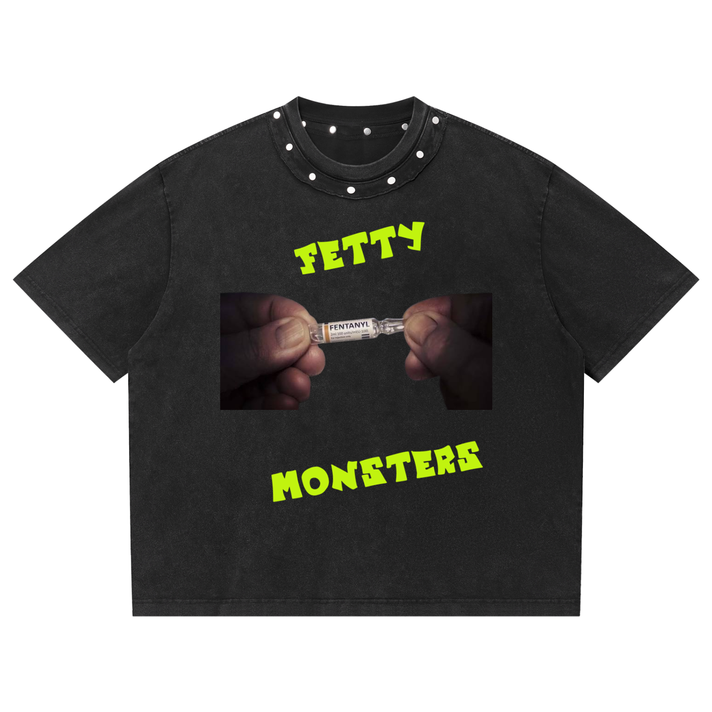 Unisex Washed Boxy Studded T-Shirt