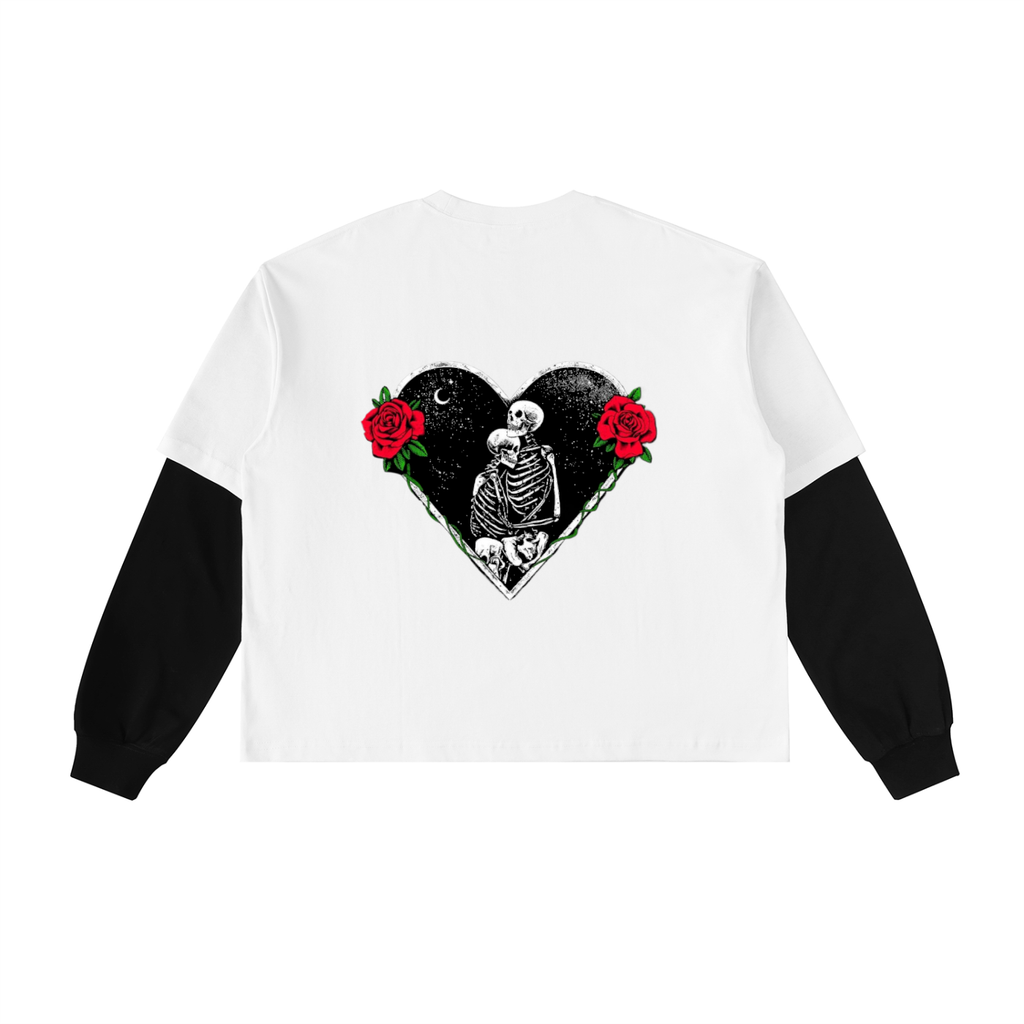 Layered Contrast Sleeve Cotton T-Shirt