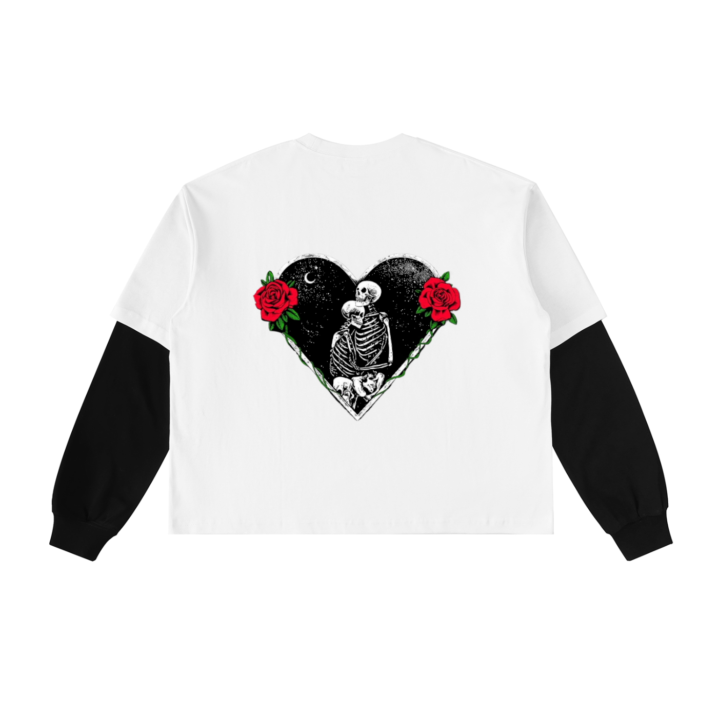 Layered Contrast Sleeve Cotton T-Shirt