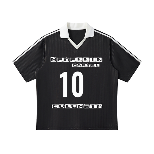 Contrast Collar Striped Soccer Jersey