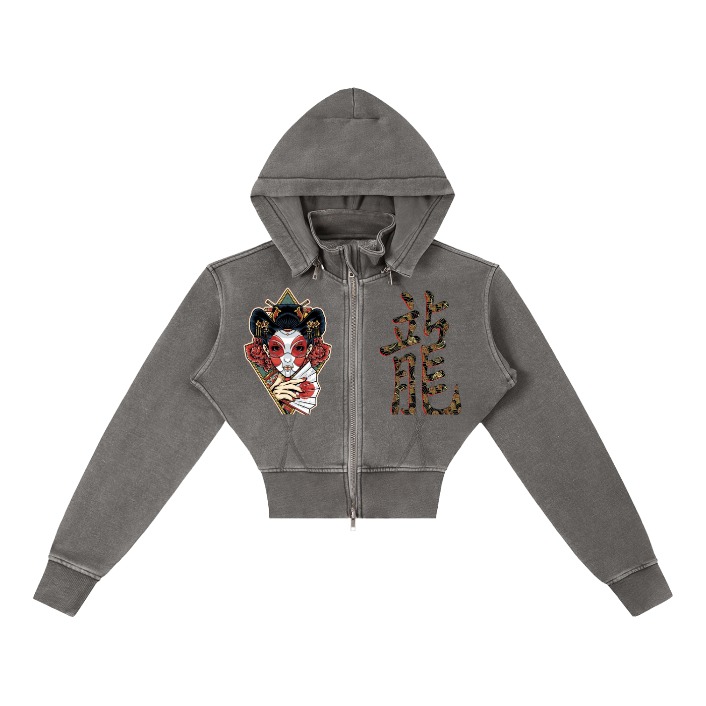 Vintage Washed Cropped Fleece Hoodie