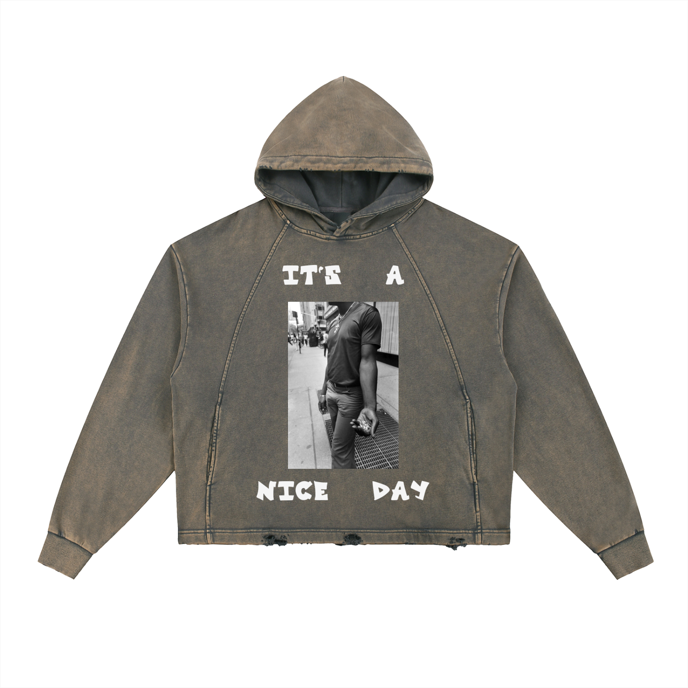 Vintage Washed Frayed-Hem Hoodie