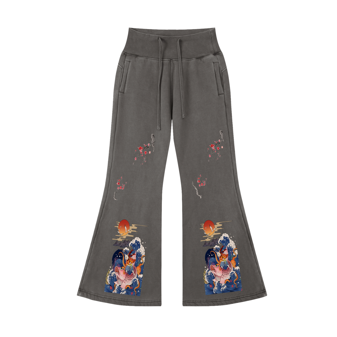 Vintage Washed Flared Fleece Pants