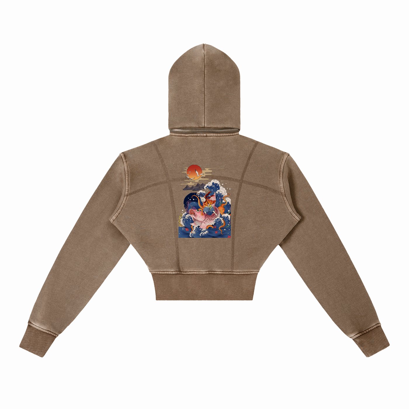 Vintage Washed Cropped Fleece Hoodie