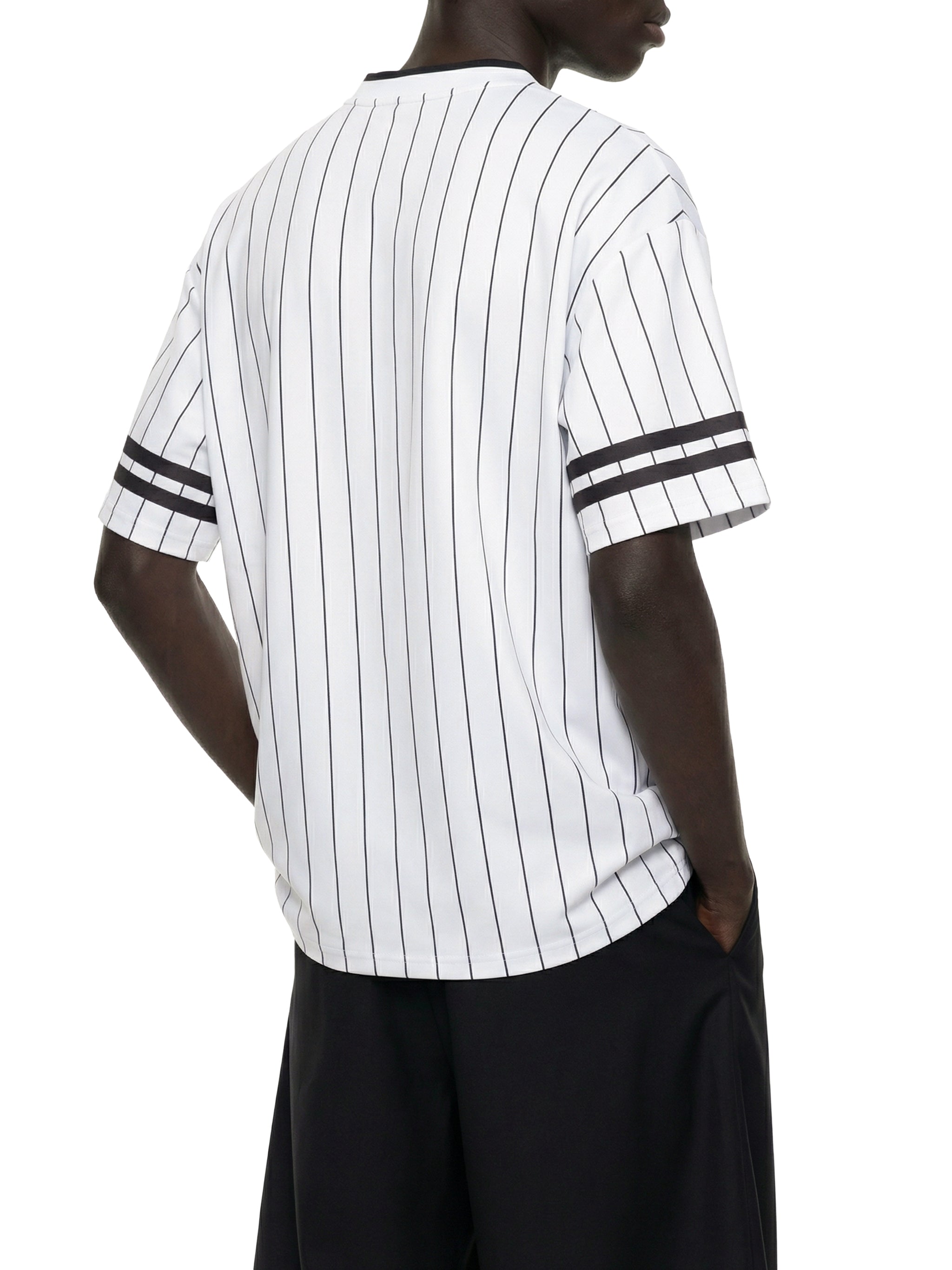 Unisex Striped Loose V-Neck T-Shirt